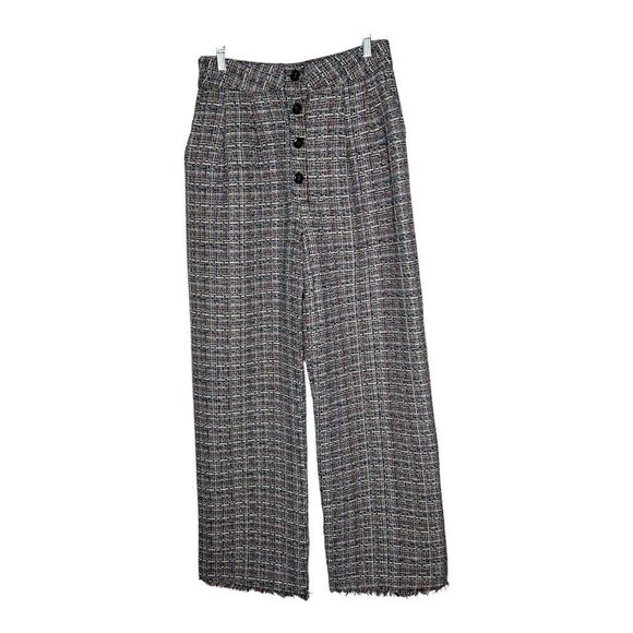 Tularosa Pants Womens Medium Tweed Colorful Wide Leg Fringe Hem Lined High Rise - Picture 1 of 16